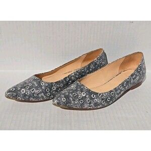 Cole Haan Vanessa Skimmer Leopard Jacquard Pointed Toe Flats Gray Women 8.5 B